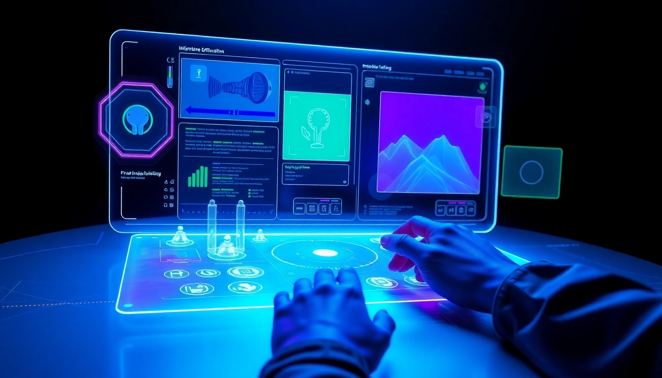 Futuristic AI image editing interface with vibrant colors and 3D elements