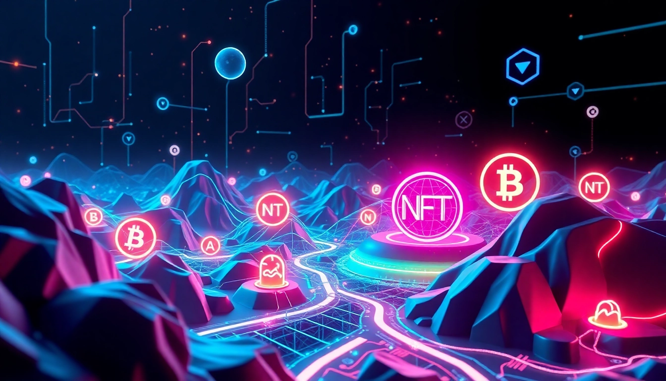 Detailed NFT Technology Guide illustrating blockchain networks and digital assets for modern